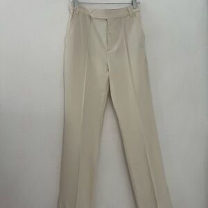 Zara High-Waist Straight Leg Tailored Trousers - Beige/Ecru